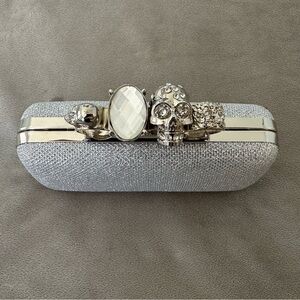 Silver Metallic Knuckle Clutch